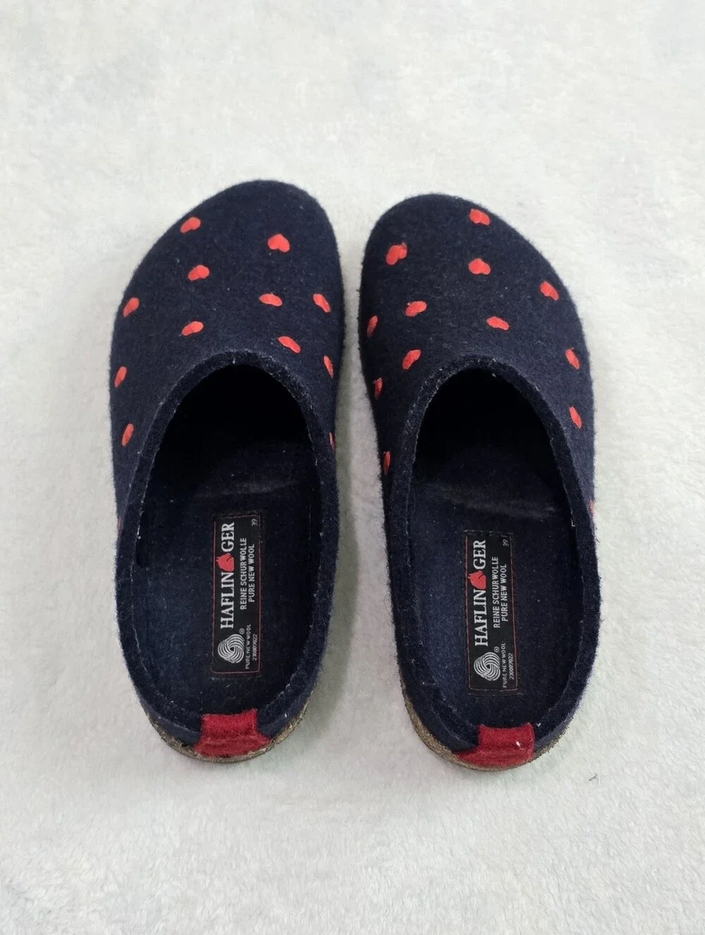 Women's Haflinger Grizzly Couricini Slippers Heart Clogs Wool Shoes Size 8 Flats - Picture 5 of 9